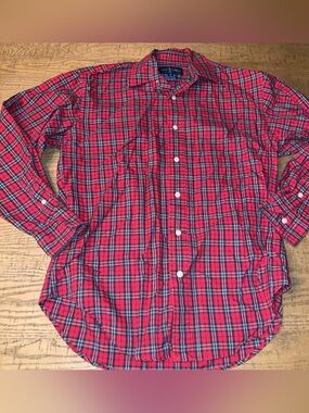 Ralph Lauren Boys Long Sleeve Button-Up Shirt Size 6 Red Plaid